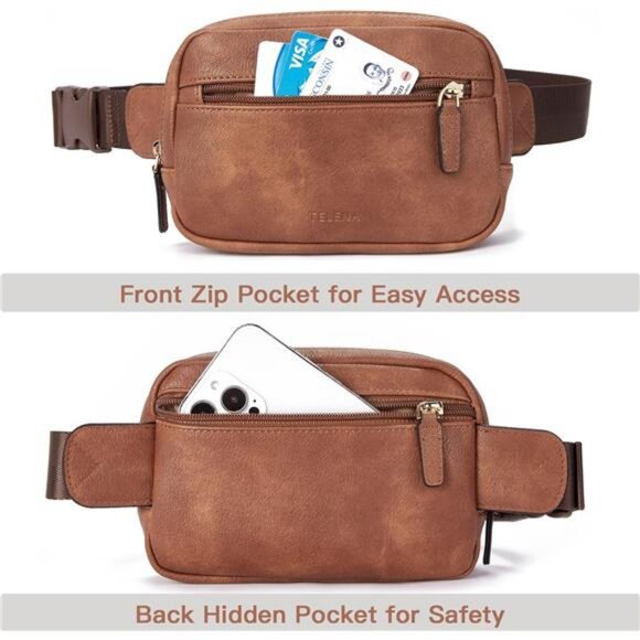 Belt Bag for Women PU Leather Fanny Pack Crossbody Waist Bags - Picture 5 of 7